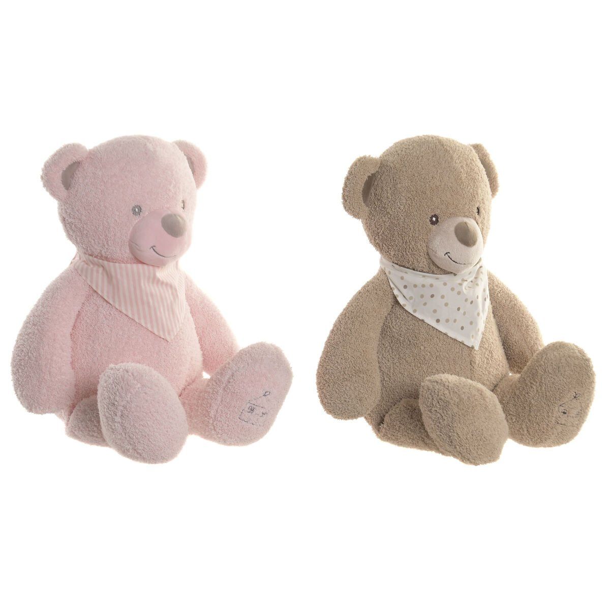Peluche Home ESPRIT Marrón Rosa Poliéster Infantil Oso (2 Unidades)