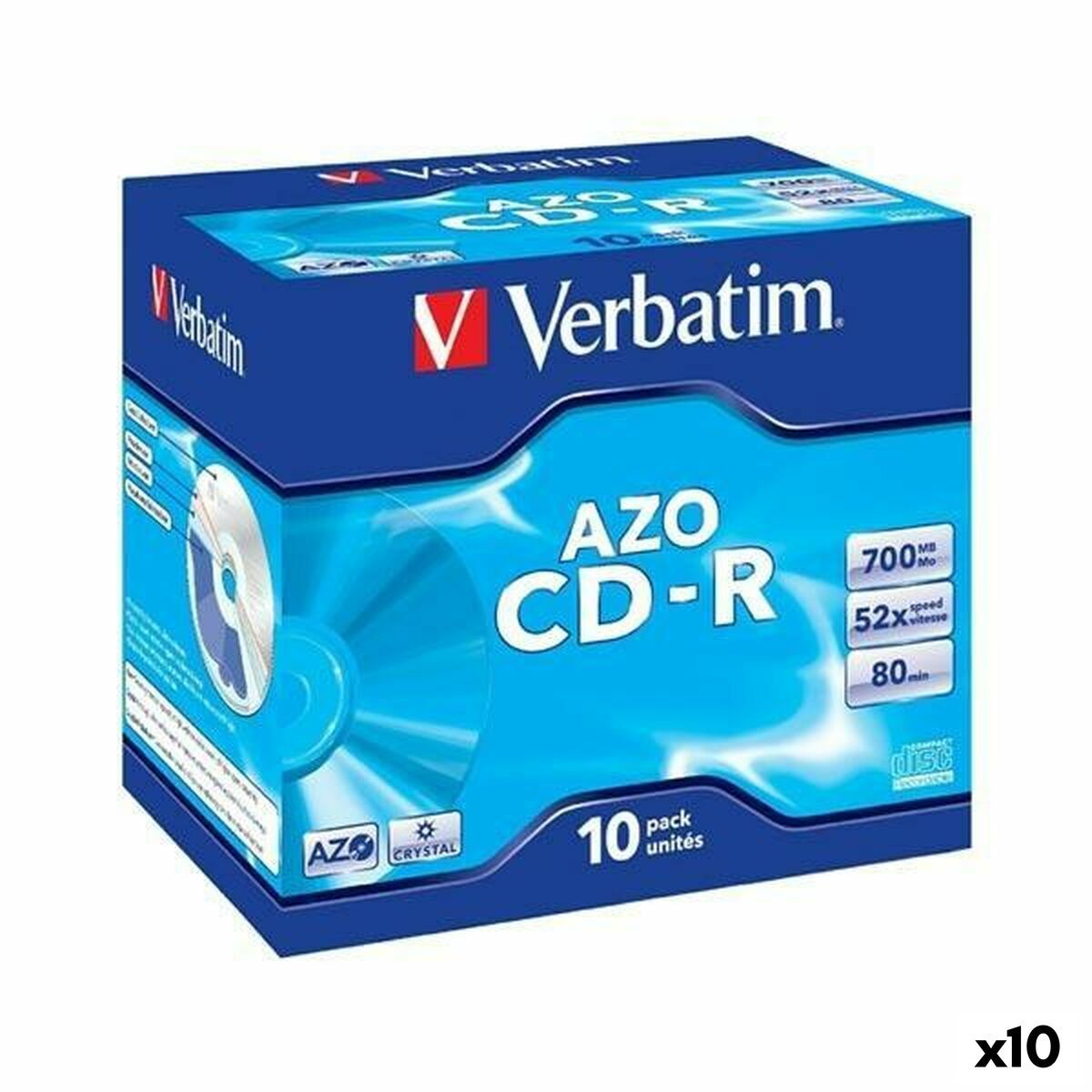 CD-R Verbatim AZO 700 MB 52x 10 Piezas (10 Unidades)