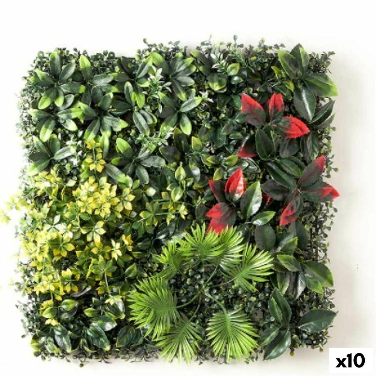 Jardín Vertical Ibergarden Rojo Verde Plástico Hojas 50 x 50 cm (10 Unidades)