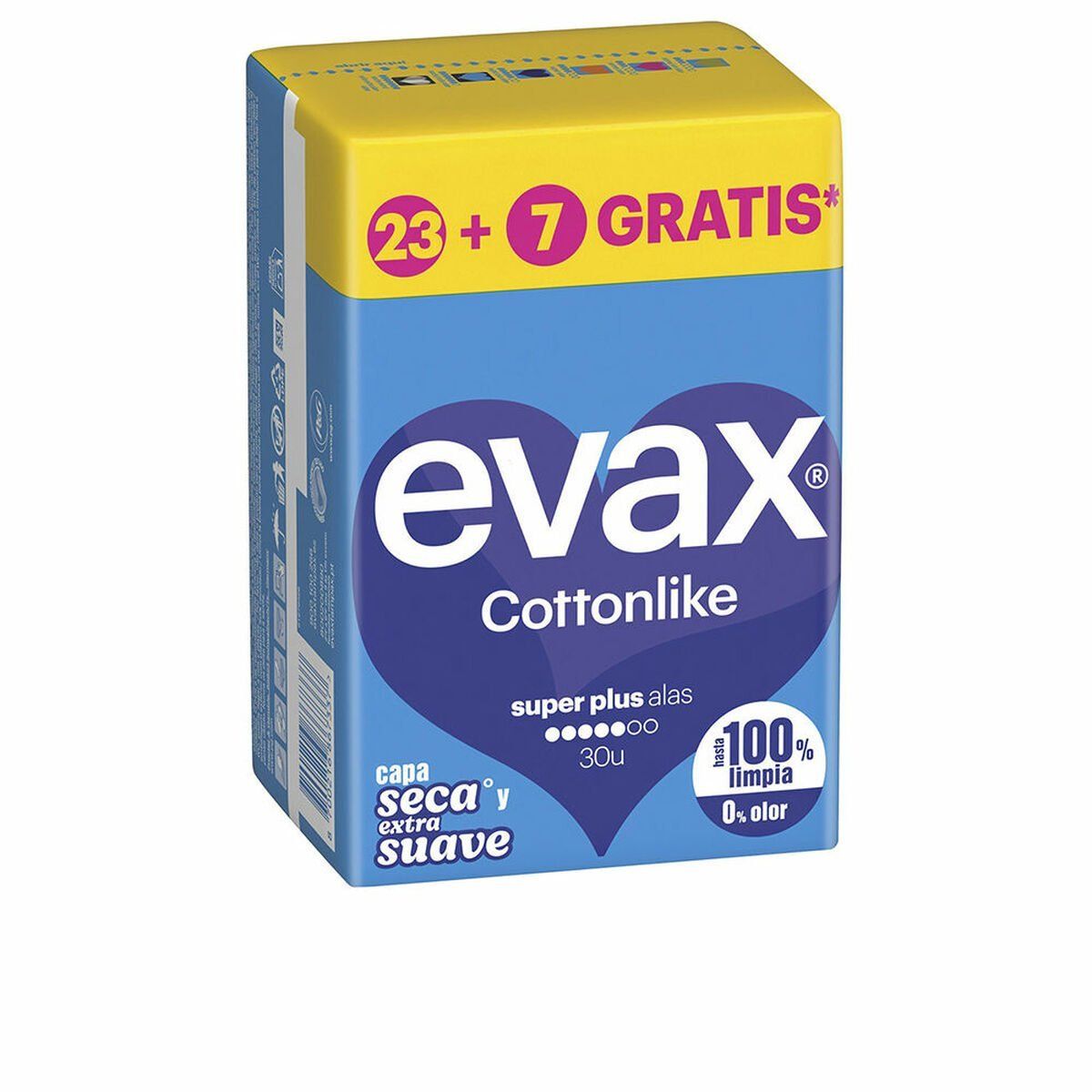 Compresas Super con Alas Evax COTTONLIKE 30 unidades