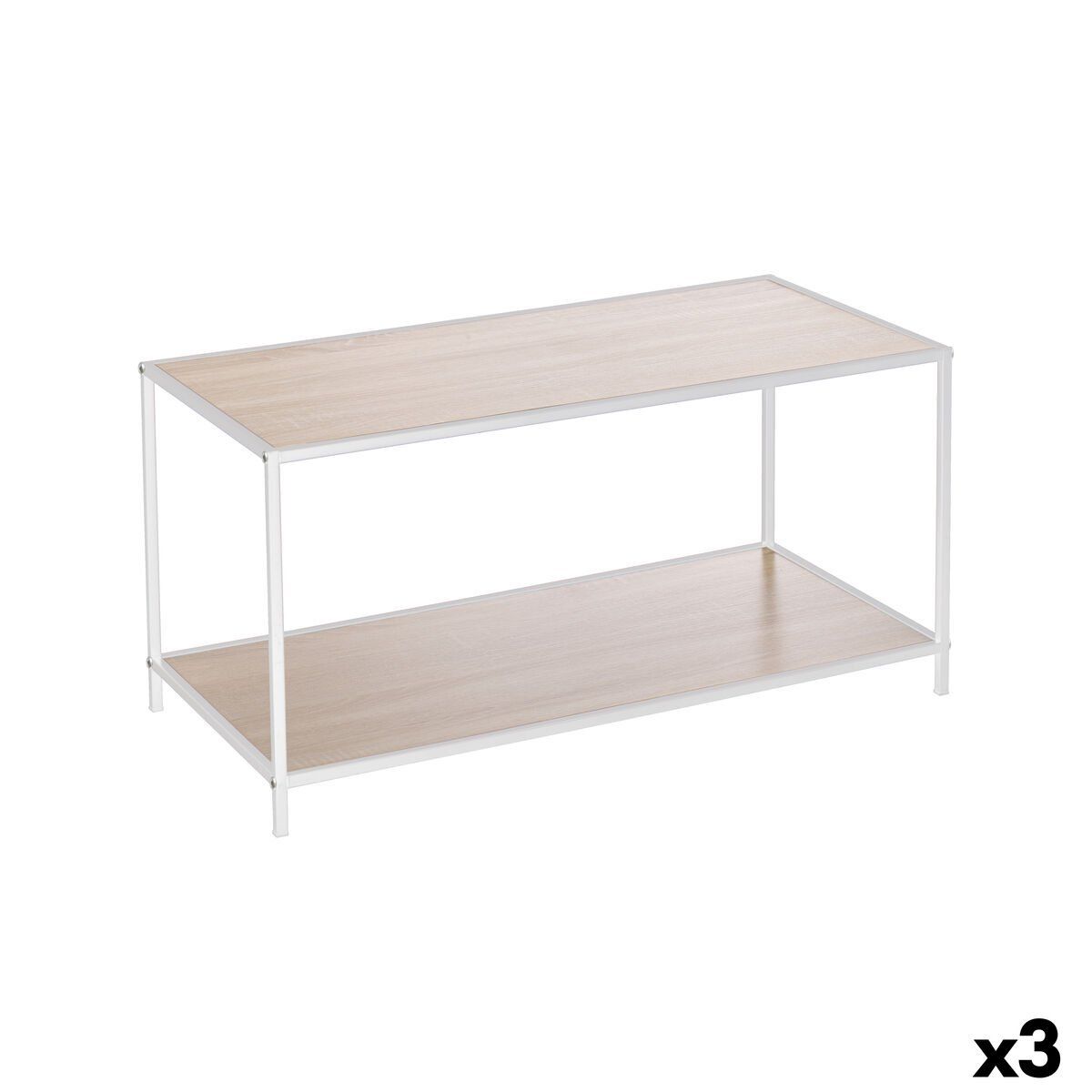 Mesa auxiliar MobleKit Blanco Marrón 78 x 38 x 38 cm Madera (3 Unidades)