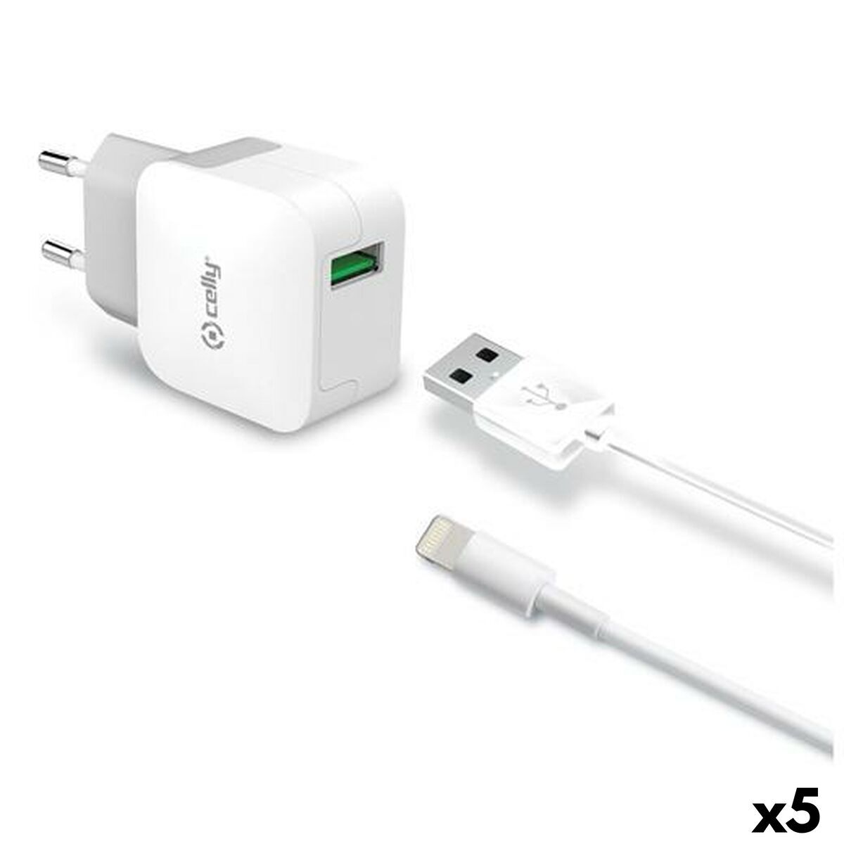 Cargador de Pared Celly Blanco 12 W (5 Unidades)