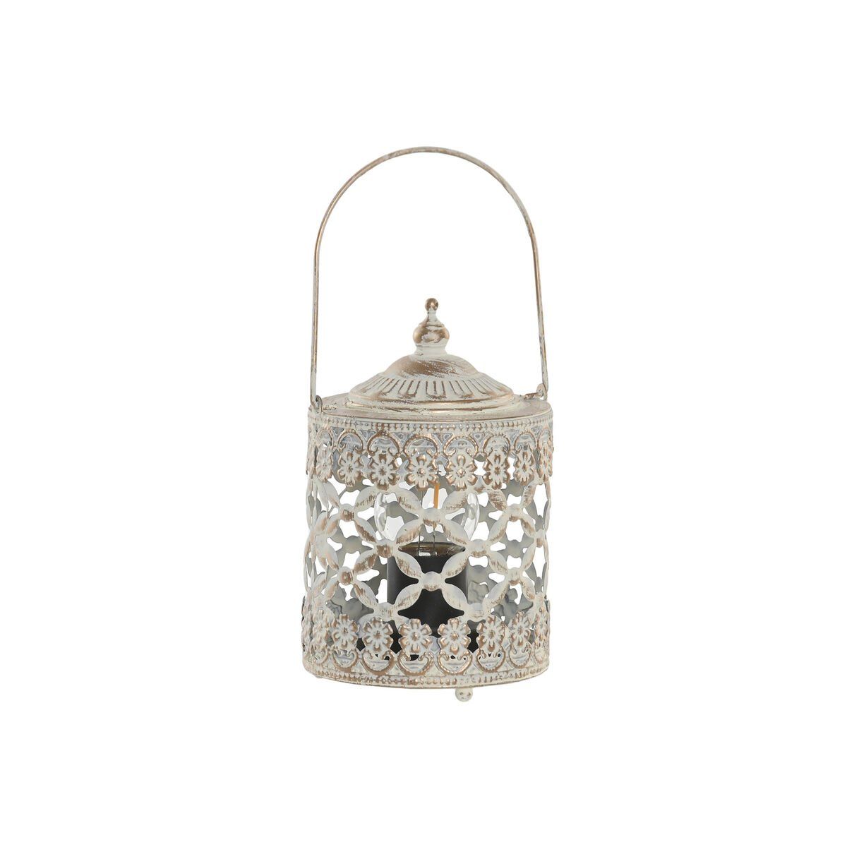 Farol Home ESPRIT Blanco Dorado Metal Cristal Árabe 9 x 9 x 14,5 cm