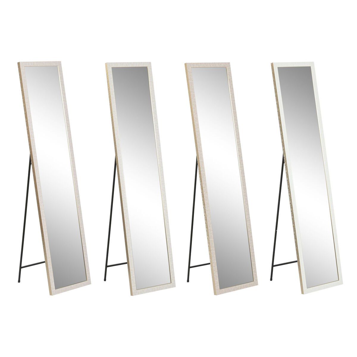 Espejo de pie Home ESPRIT Blanco Marrón Beige Gris Cristal Poliestireno 35,5 x 40 x 156 cm (4 Unidades)