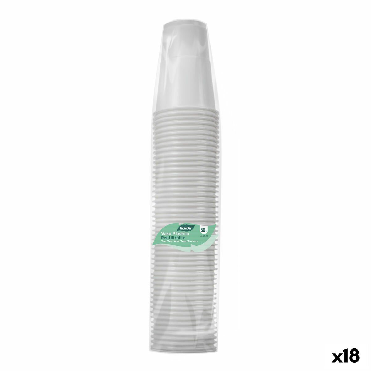 Set de Vasos Inde Blanco 300 ml 50 Piezas (18 Unidades)
