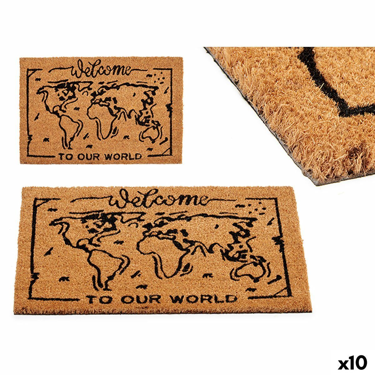 Felpudo Gift Decor World Estampado PVC 100 % PVC Fibra de coco 40 x 2 x 60 cm (10 Unidades)