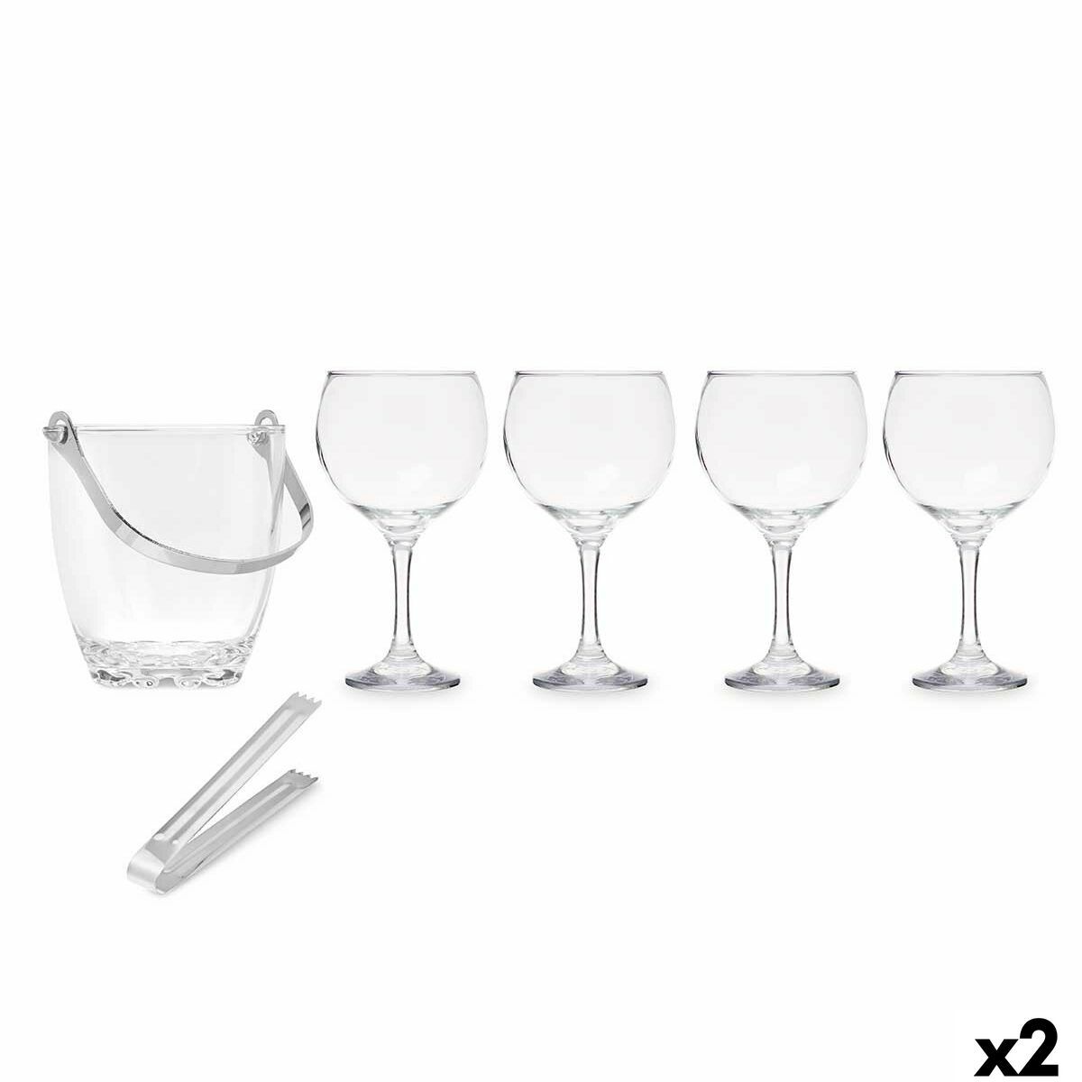 Cubitera Vivalto Transparente Metal Cristal 14,5 x 12 x 12,5 cm 4x (10,5 x 20 cm) 36 x 21,5 x 23,5 cm Copas (2 Unidades)