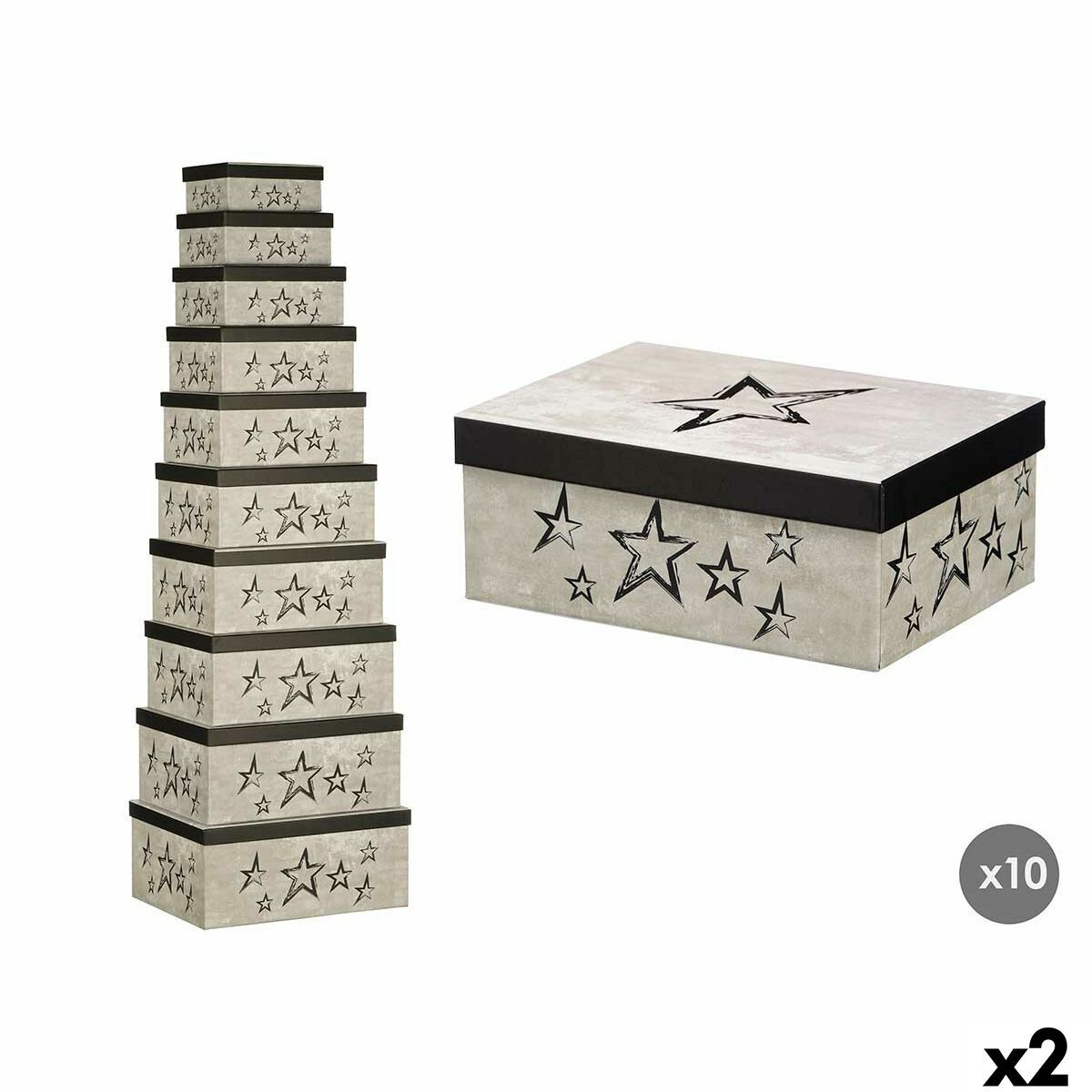 Caja Decorativa Pincello Negro Cartón (2 Unidades)