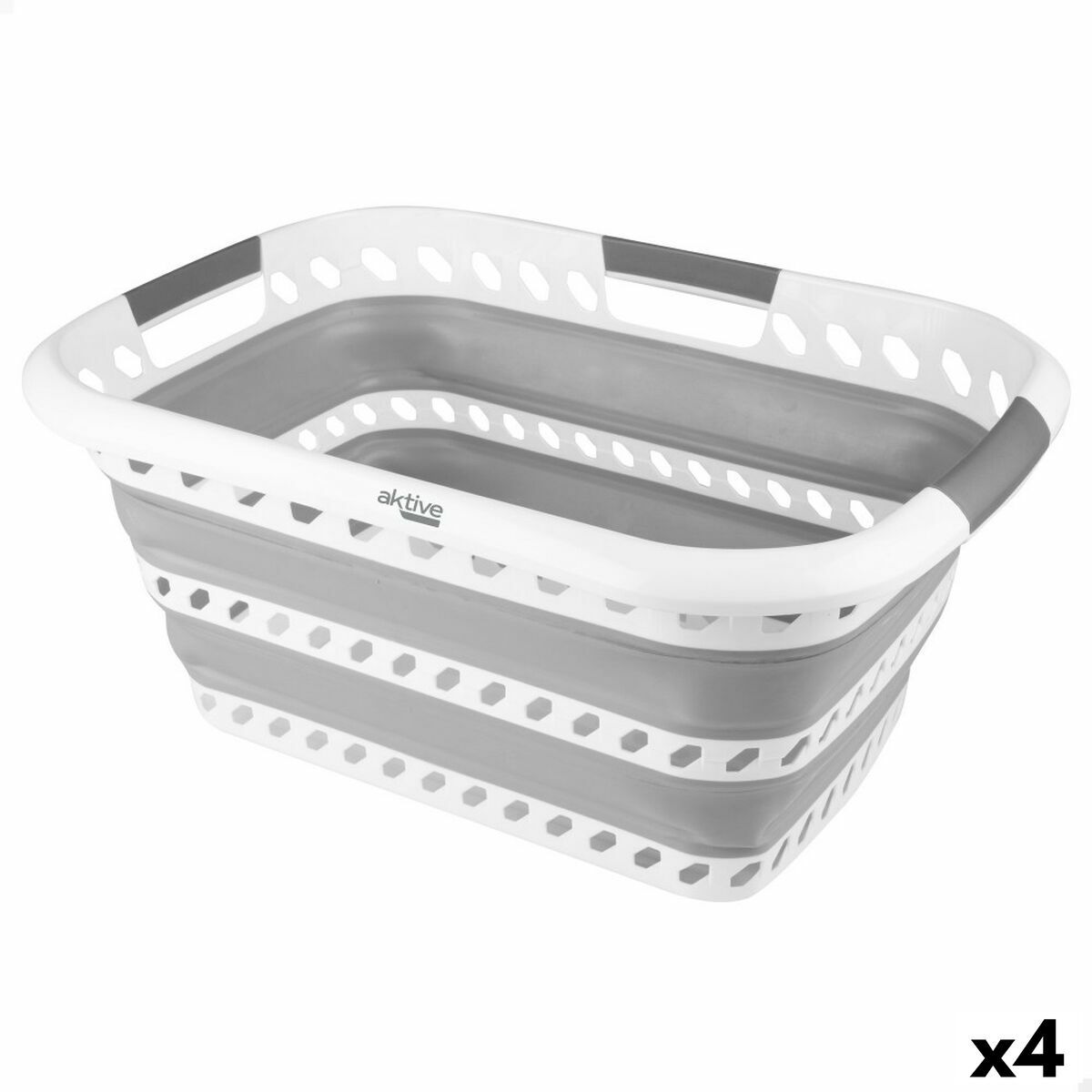 Cesta Plegable para la Ropa Aktive Polipropileno TPR 61 x 7,5 x 43 cm 61 x 28 x 43 cm (4 Unidades)