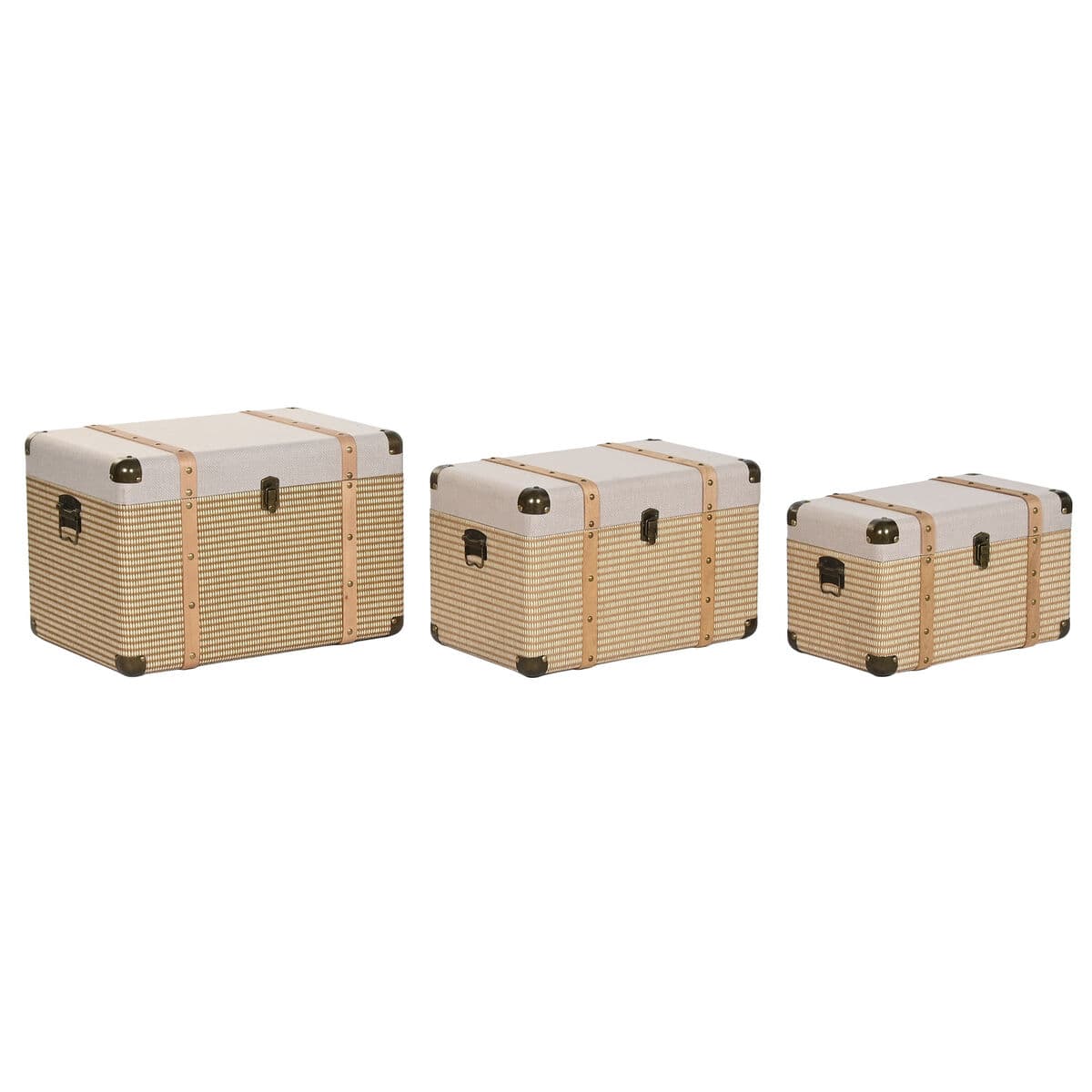 Juego de Baúles Home ESPRIT Natural Poliéster Madera Tradicional (3 Unidades)