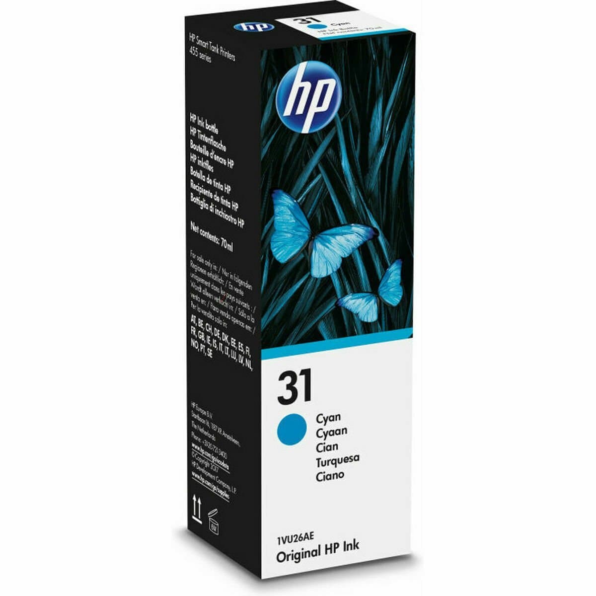 Tinta para Recargar Cartuchos HP 1VU26AE 70 ml Cian